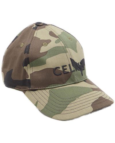 Celine Logo Embroidered Camouflage Cap - Multicolour