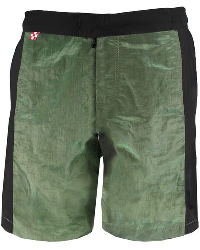Mc2 Saint Barth Military Swim Shorts With Contrast Lateral Band - Green