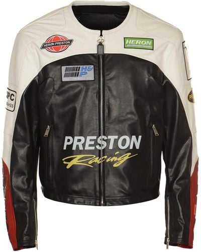 Heron Preston Moto Patches Leather Jacket - Black