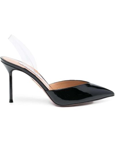 Aquazzura V Plexi 90mm Slingback Court Shoes - Black