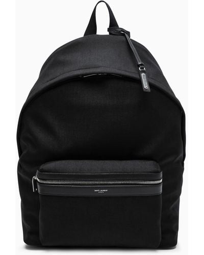 Saint Laurent Black Leather-trim City Backpack