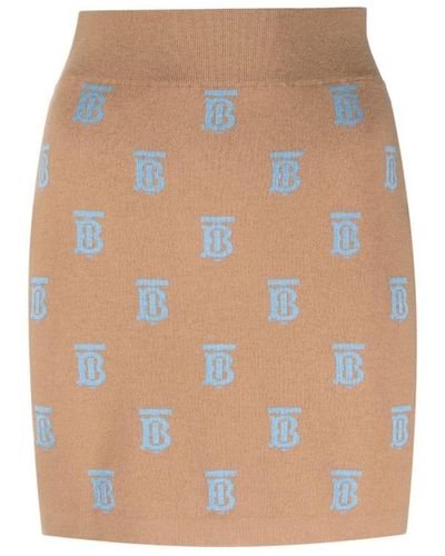 Burberry Wool And Silk Skirt - Natural