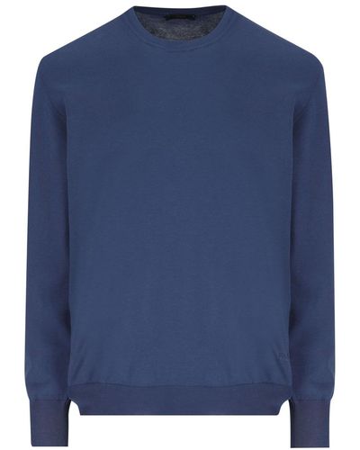 Fay Blue In Cotton Shaved Knit Sweater
