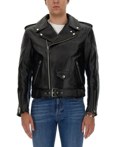 Alexander McQueen Paneled Biker Jacket - Black