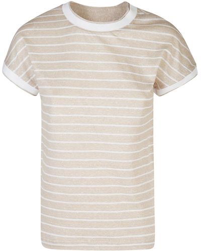 Eleventy Striped Linen T-Shirt - White