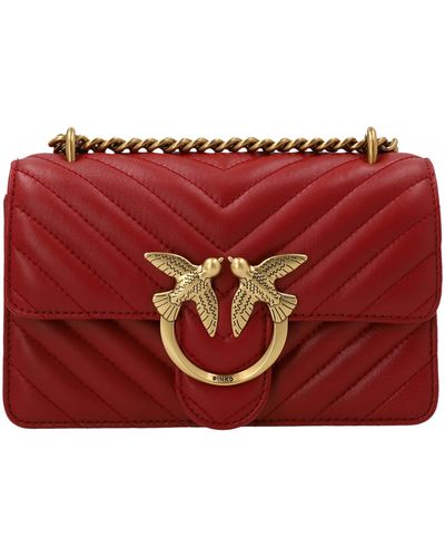 Pinko Love Quilted Crossbody Bag - Red