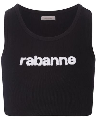 Rabanne Crop Top With Logo - Black