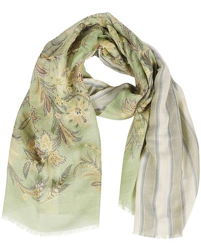 Etro Floral Pattern Frayed Edge Scarf - Green