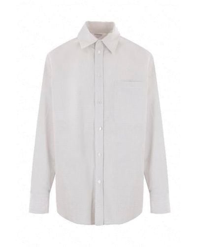 Bottega Veneta Checked Long Sleeved Shirt - White
