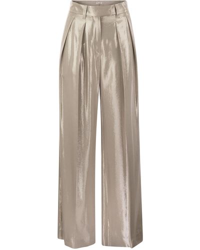 Brunello Cucinelli Sparkling Gabardine Wide Sartorial Trousers - Natural