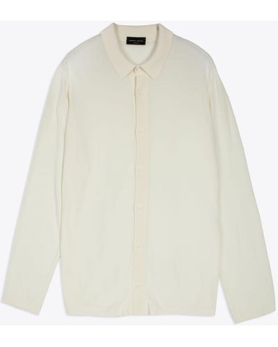 Roberto Collina Camicia Ml Off Cotton Knit Shirt With Long Sleeves - White