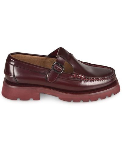 Hereu Tread Sole T-bar Loafers - Red