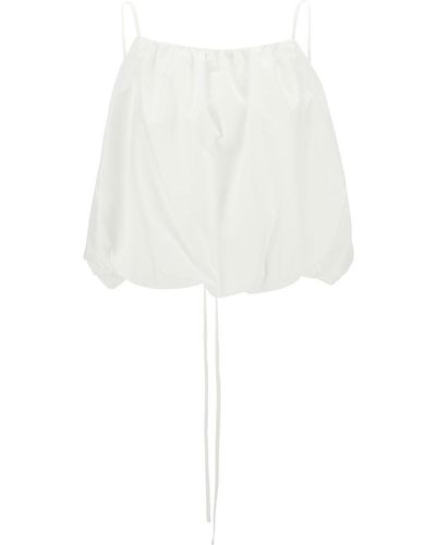 Low Classic Cropped Top With Drawstring - White