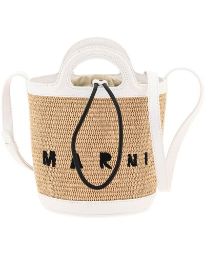 Marni Raffia And Leather Tropicalia Bucket Bag - Natural