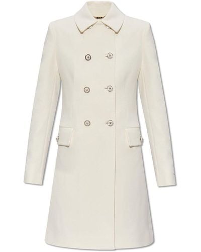 Versace Double-Breasted Coat - White