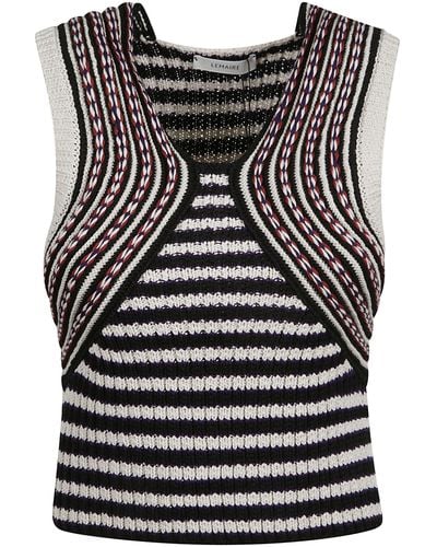 Lemaire Striped Knitted Sleeveless Sweater - Black