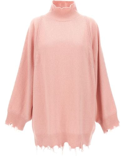 Nude Fringed Hem Sweater - Pink