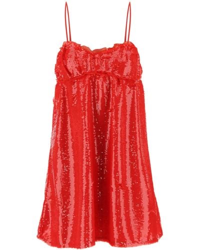 Ganni Sequin Mini Dress - Red