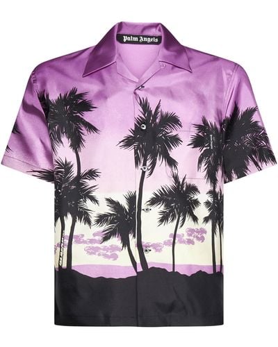 Palm Angels Sunset Print Silk Shirt - Pink