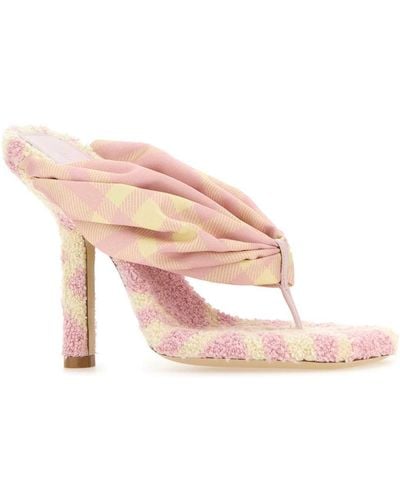 Burberry Printed Fabric Pool Check Thong Mules - Pink