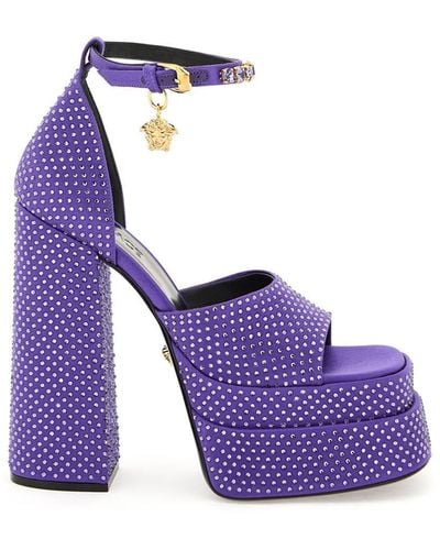Versace Medusa Aevitas Double Platform Sandals - Purple