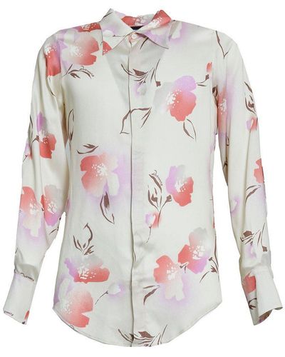 DSquared² Floral-Printed Long-Sleeved Challis Shirt - White
