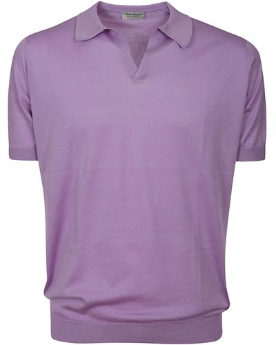 John Smedley Noah Skipper Collar Shirt Ss - Purple