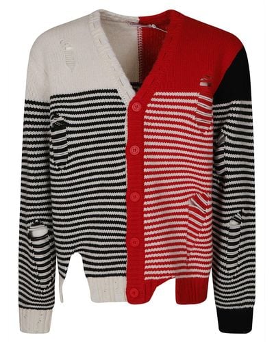 Charles Jeffrey Destroyed Effect Stripe Knit Sweater - Red