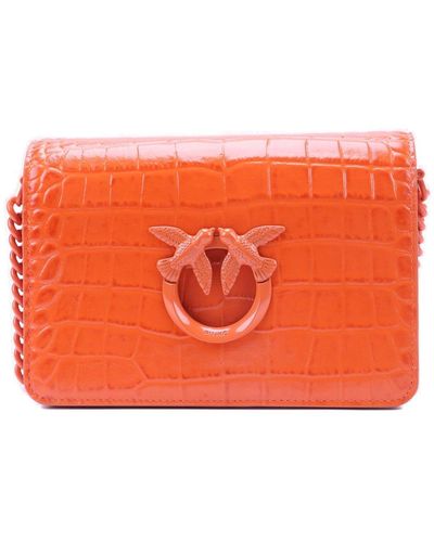 Pinko Glossy Embossed Mini Lover Click Shoulder Bag - Orange