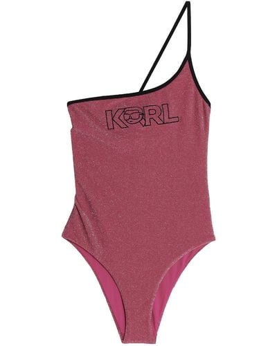 Karl Lagerfeld Ikonik 2.0 One-Piece Swimsuit - Red