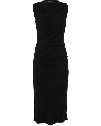 DSquared² Shirred Long Dress Clothing - Black