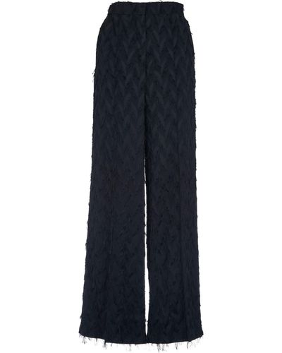 MSGM Concealed Fringed Trousers - Blue