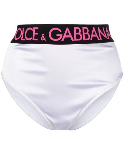 Dolce & Gabbana Logo-waistband Satin Briefs - White
