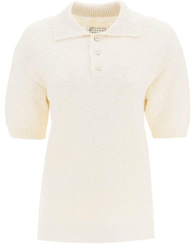 Maison Margiela Boucle Knit Polo Shirt - White