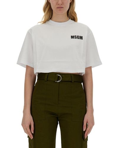 MSGM Cropped T-Shirt - White