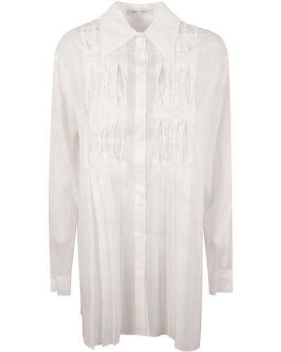 Alberta Ferretti Pleated Buttoned Shirt - White