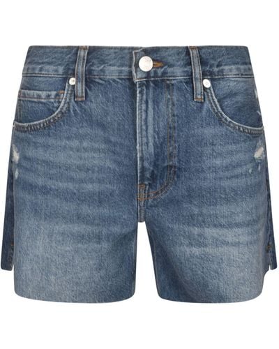 FRAME Distressed Denim Shorts - Blue
