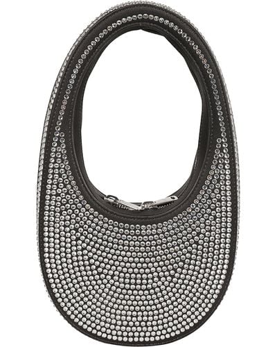 Coperni Crystal-Embellished Mini Swipe Hobo Bag - Grey