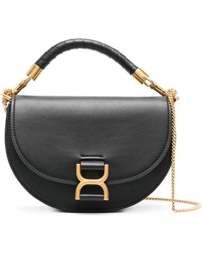 Chloé Marcie Bag With Flap And Chain - Black