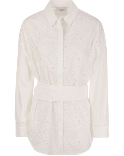 Fabiana Filippi Shirt With Embroidery And Belt - White