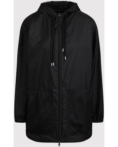 Moncler Mesh-Panels Hooded Jacket - Black
