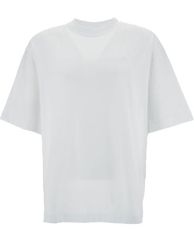 Off-White c/o Virgil Abloh White Crewneck T-shirt With Tonal Embroidery In Cotton Man
