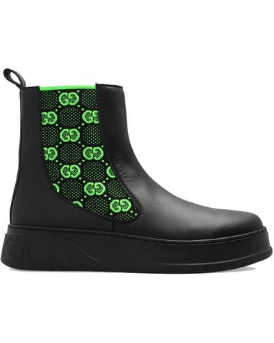 Gucci Gg Leather Boots - Green