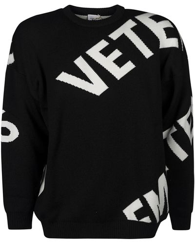 Vetements Giant Logo Knitted Sweater - Black