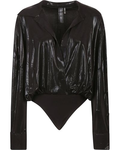 Norma Kamali Super Oversized Bodysuit Shirt - Black
