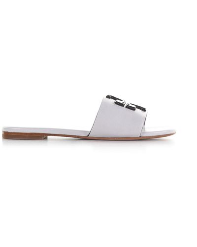 Tory Burch Logo Slide Sandals - White