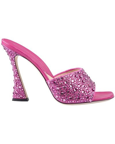 Ermanno Scervino Fuchsia Mules With Crystals - Pink