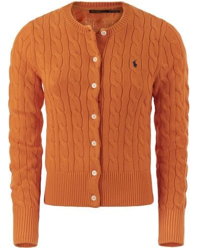 Polo Ralph Lauren Plaited Cardigan With Long Sleeves - Orange