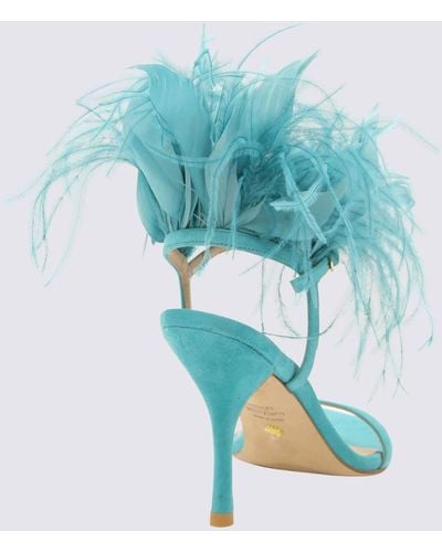 Stuart Weitzman Leather Feather Sandals - Blue