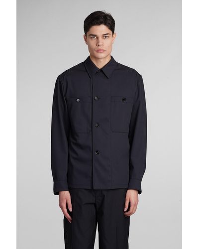 Lemaire Casual Jacket In Black Wool - Blue